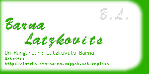 barna latzkovits business card